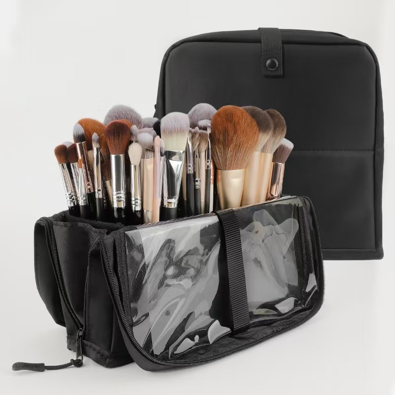 Beauty Makeup Background - Große schwarze faltbare Make-up-Tasche mit 14–40