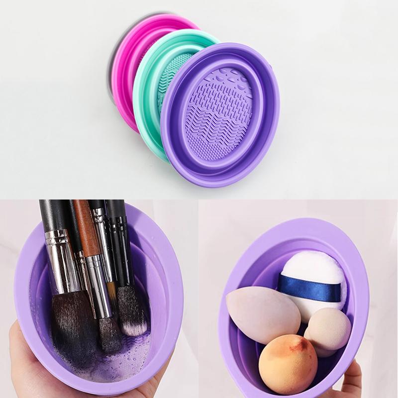 Beauty Makeup Background - Weiche Silikon Make-Up Pinsel Reiniger Falten