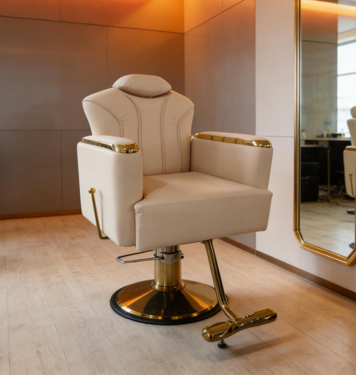 Beauty Makeup On Sale - Luxuriöser 180-Grad-Neigbarer Make-up-Stuhl für Friseure Höhenverstellbarer