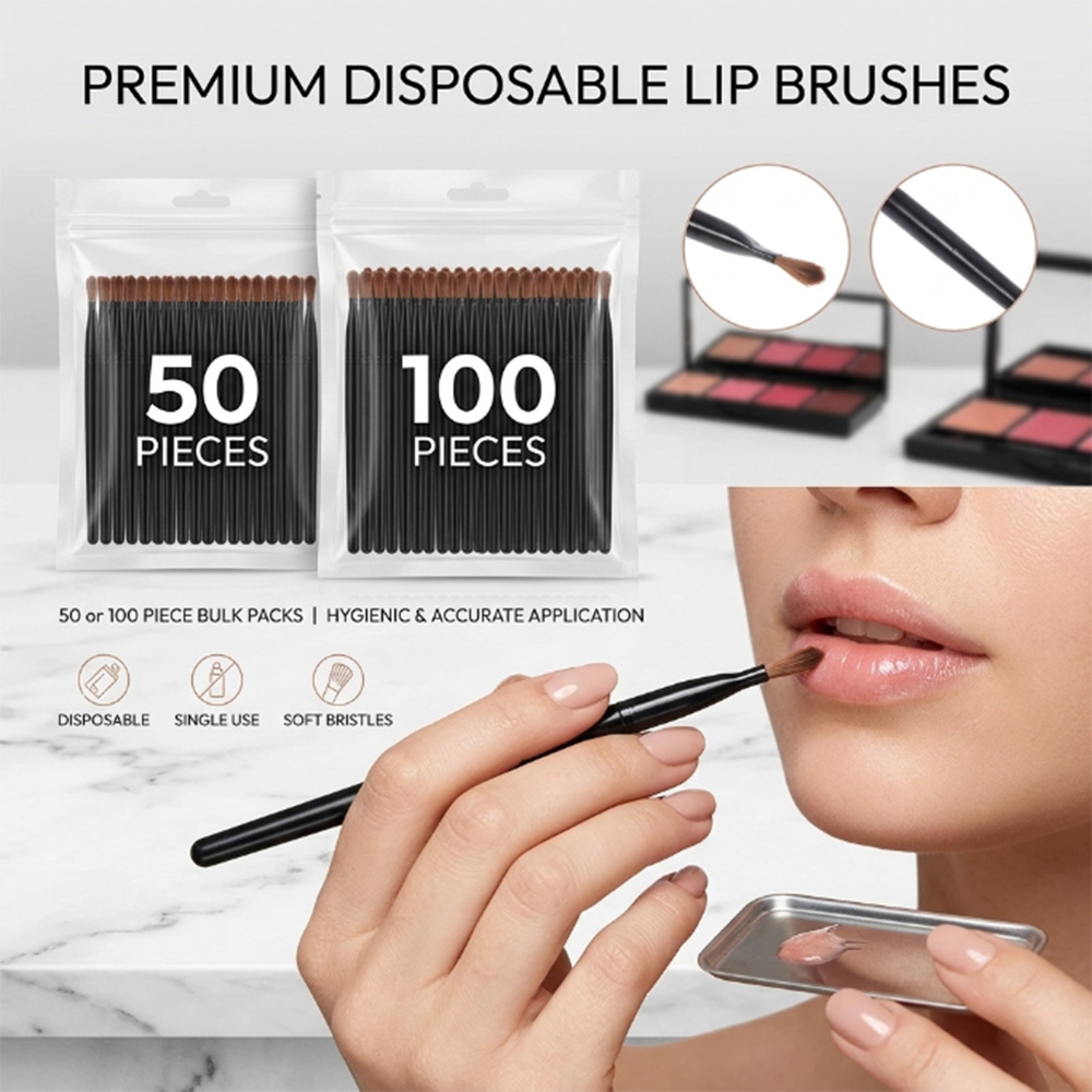 Beauty Makeup Background - 50/100 Stück Einweg-Lippenpinsel-Set Lippenstift-Gloss-Applikatoren Make-up-Pinsel Professionelles