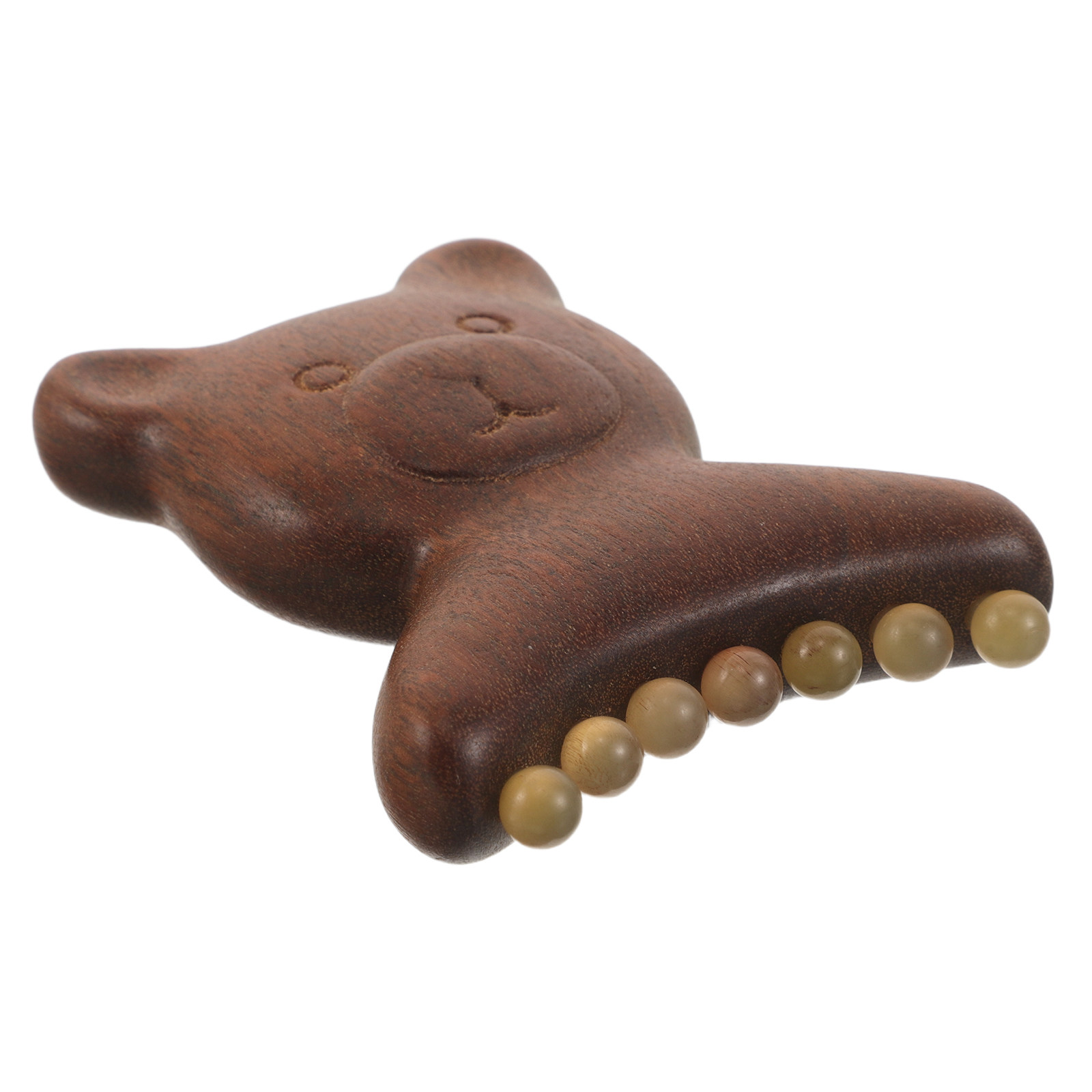 Face Massager - Sandelholz-Gesichtsmassageroller mit 7 Schafhornperlen und Bärengriff,
