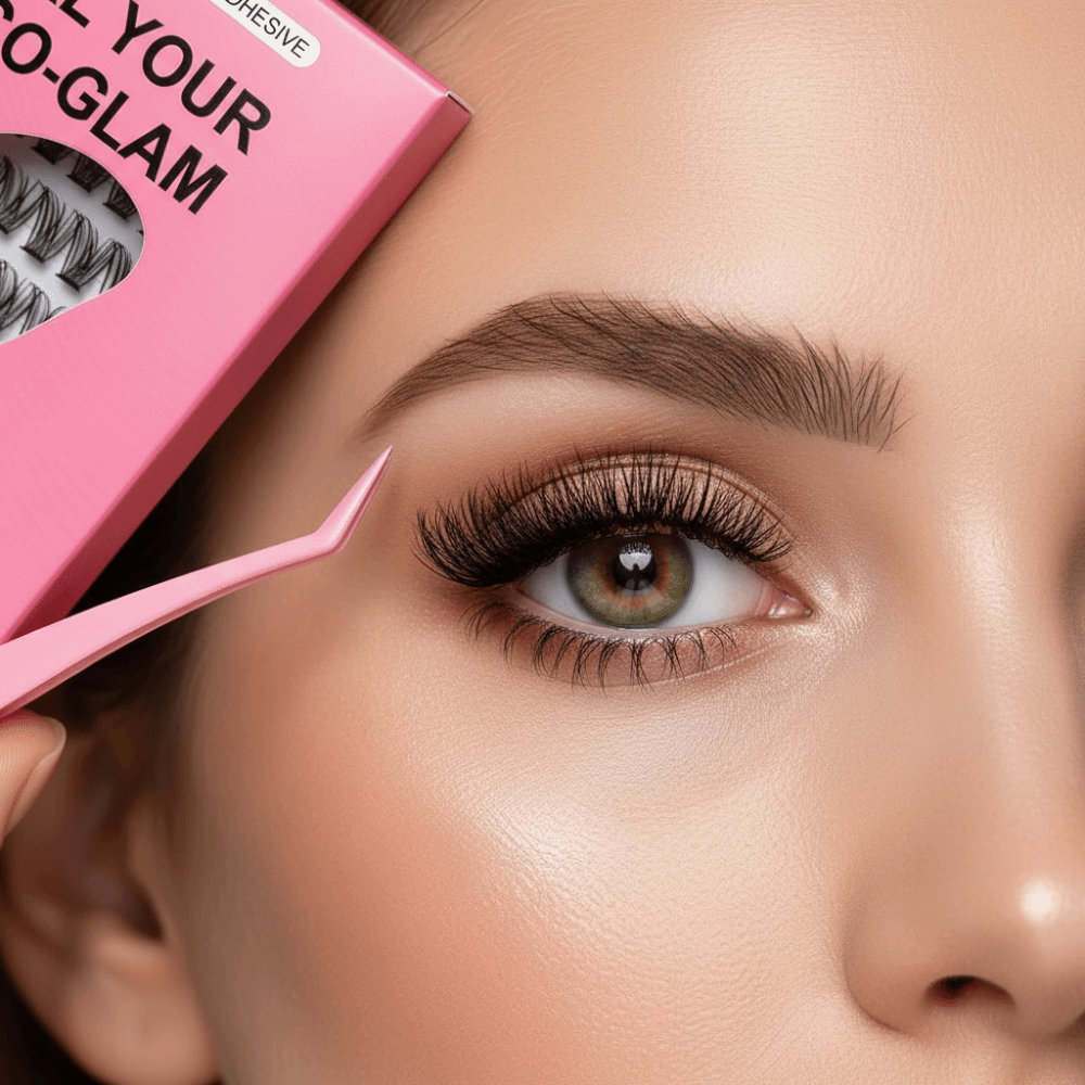 False Eyelashes Natural - Natürlich Aussehende DIY Wimpernverlängerungs-Set Flauschige Selbstklebende