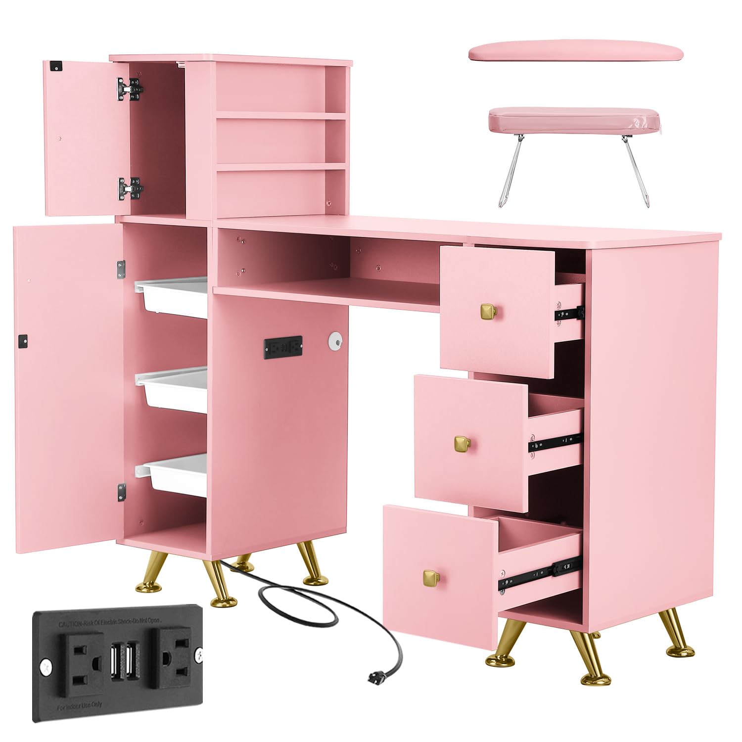 Rosa Nageltisch für Nageltechn – Beauty Makeup Table Bewertung und Preis