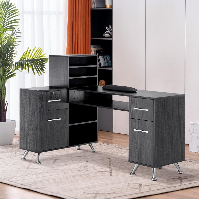 Schwarzer L-förmiger Make-up-N – Beauty Makeup Table Bewertung und Preis